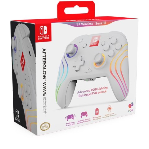 PDP Afterglow Wave Biały USB Gamepad Analogowa/Cyfrowa Nintendo Switch, Nintendo Switch Lite, Nintendo Switch OLED