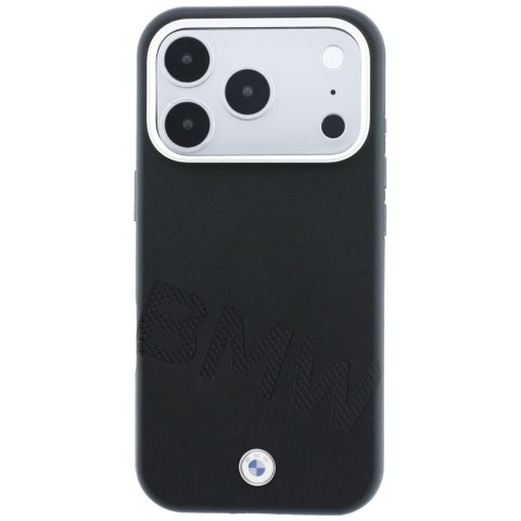 Etui BMW Sign Inclined Deboss Letters MagSafe do iPhone 18 Pro / 17 Pro czarny