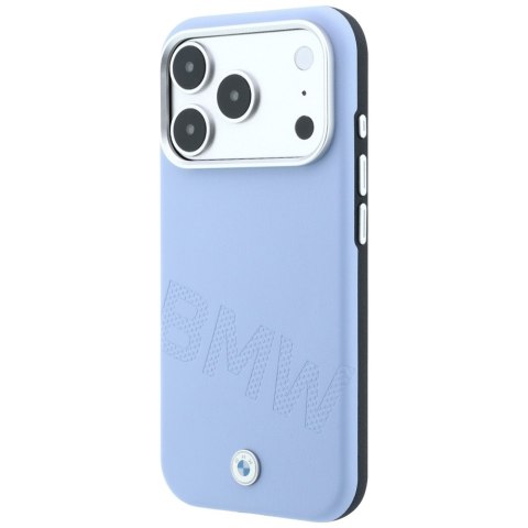 Etui BMW Sign Inclined Deboss Letters MagSafe do iPhone 18 Pro / 17 Pro niebieski