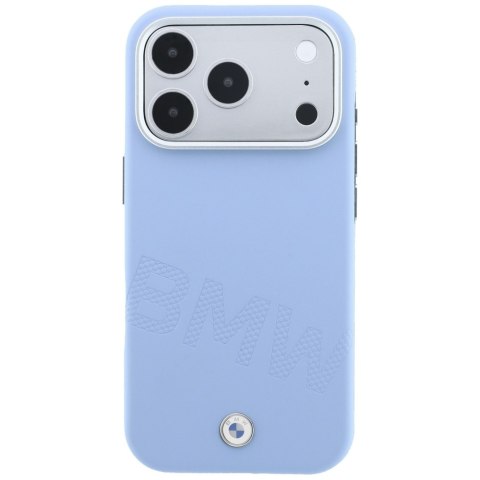 Etui BMW Sign Inclined Deboss Letters MagSafe do iPhone 18 Pro / 17 Pro niebieski