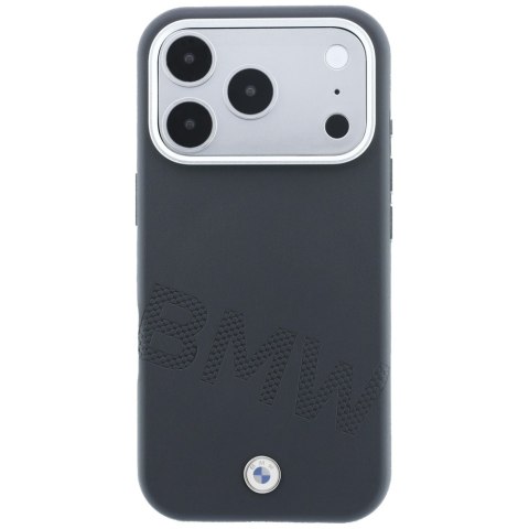 Etui BMW Sign Inclined Deboss Letters MagSafe do iPhone 18 Pro / 17 Pro szary