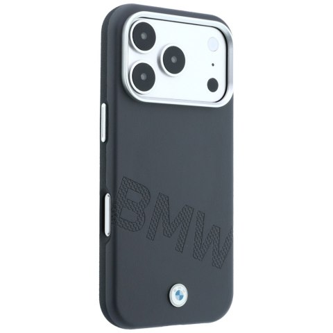 Etui BMW Sign Inclined Deboss Letters MagSafe do iPhone 18 Pro / 17 Pro szary