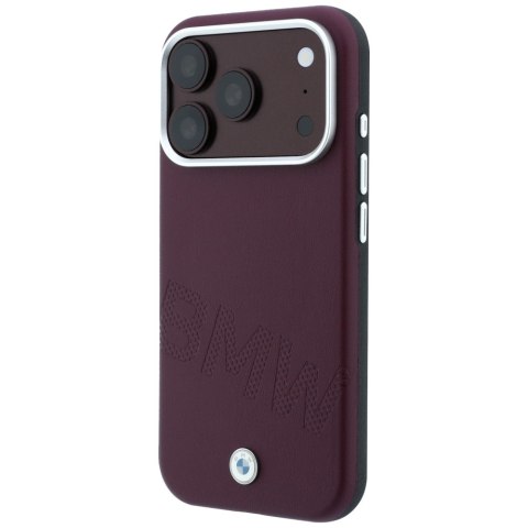 Etui BMW Sign Inclined Deboss Letters MagSafe do iPhone 18 Pro Max / 17 Pro Max bordowy