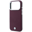 Etui BMW Sign Inclined Deboss Letters MagSafe do iPhone 18 Pro Max / 17 Pro Max bordowy