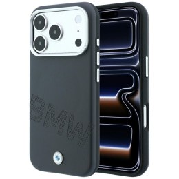 Etui BMW Sign Inclined Deboss Letters MagSafe do iPhone 18 Pro Max / 17 Pro Max szary