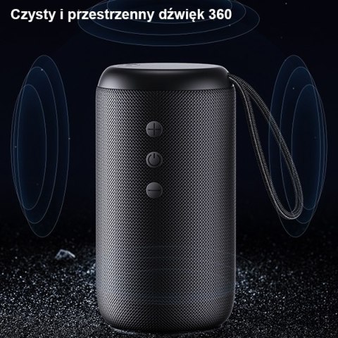 USAMS Głośnik YC Series Bluetooth 5.0 10W Waterproof Wireless Speaker with Lanyard czarny/black YC011YX01(US-YC011)