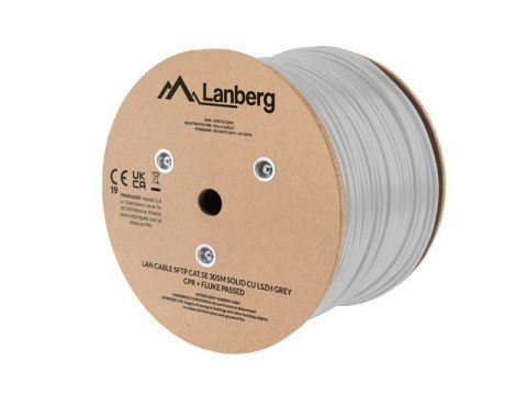 KABEL LAN SFTP KAT.5E 305M DRUT CU LSZH SZARY CPR + FLUKE PASSED LANBERG