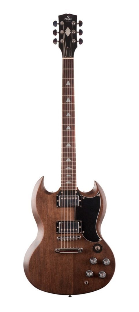 Prodipe GS300 Brown - gitara elektryczna HH z wklejanym gryfem i satynowym wykończeniem