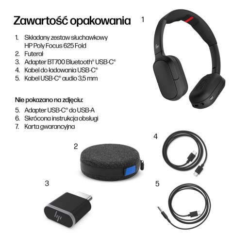 HP Poly Stereofoniczny zestaw słuchawkowy Bluetooth Focus 625