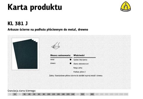 KLINGSPOR PŁÓTNO ARKUSZ P 320 KL381J /50szt.