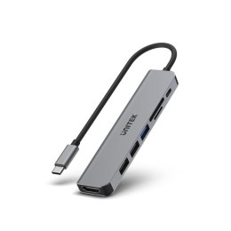 UNITEK HUB USB-C H1118A; USB-A x3, USB-C, HDMI, SD, microSD