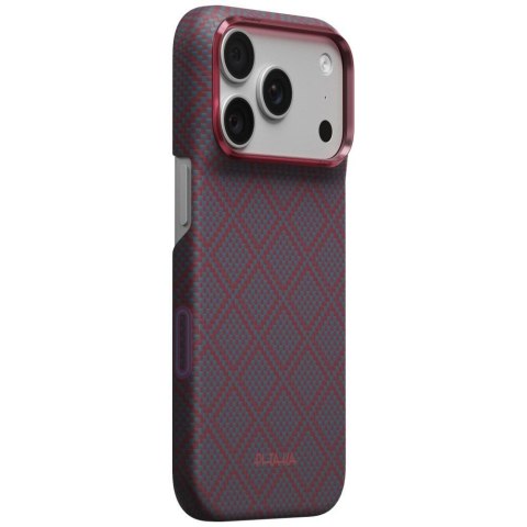 Etui PITAKA Edge Case Argyle MagSafe do iPhone 18 Pro / 17 Pro niebiesko-czerwony