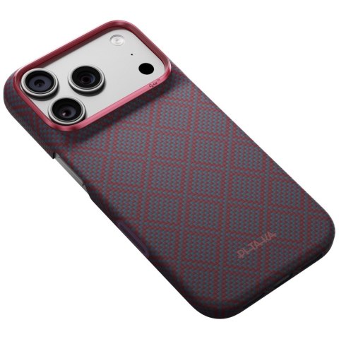 Etui PITAKA Edge Case Argyle MagSafe do iPhone 18 Pro / 17 Pro niebiesko-czerwony
