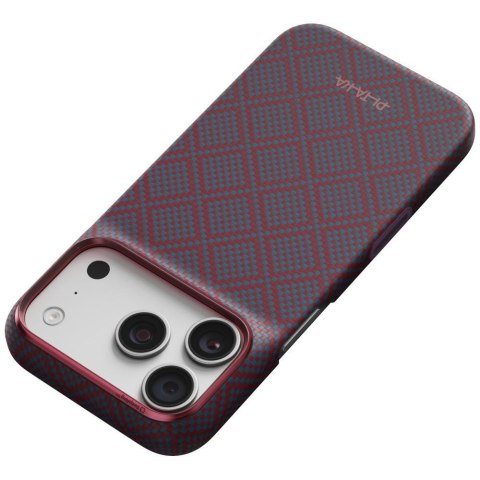 Etui PITAKA Edge Case Argyle MagSafe do iPhone 18 Pro / 17 Pro niebiesko-czerwony
