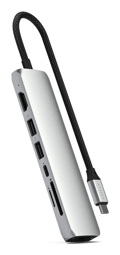 Satechi USB-C 7-w-1 Slim Multi Port Adapter Ethernet Srebrny