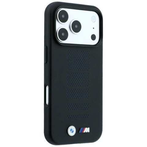 Etui BMW M Blue Perfo Metal Logo MagSafe do iPhone 18 Pro / 17 Pro czarny