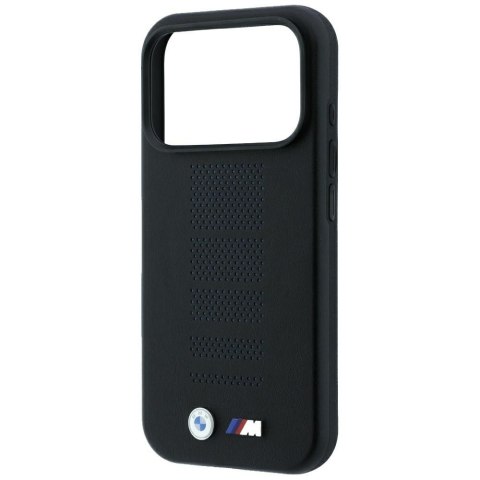Etui BMW M Blue Perfo Metal Logo MagSafe do iPhone 18 Pro / 17 Pro czarny