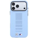 Etui BMW M Blue Perfo Metal Logo MagSafe do iPhone 18 Pro / 17 Pro niebieski