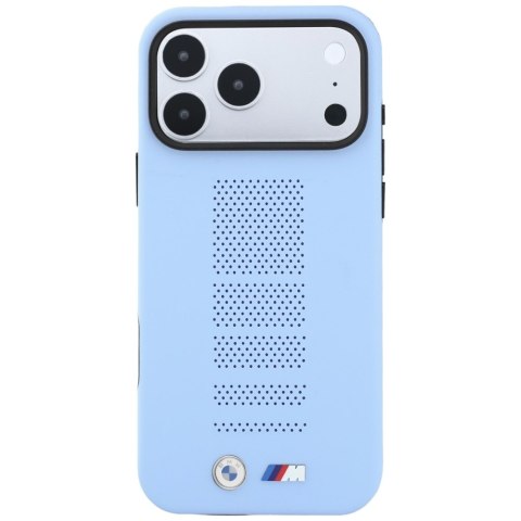 Etui BMW M Blue Perfo Metal Logo MagSafe do iPhone 18 Pro / 17 Pro niebieski