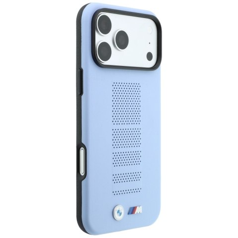 Etui BMW M Blue Perfo Metal Logo MagSafe do iPhone 18 Pro / 17 Pro niebieski