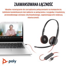 Poly Blackwire 3220 Stereo USB-C Headset +USB-C/A Adapter (Bulk)