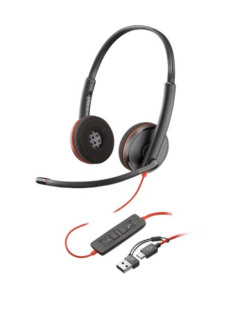 Poly Blackwire 3220 Stereo USB-C Headset +USB-C/A Adapter (Bulk)
