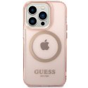 Guess GUHMP14XHTCMP iPhone 14 Pro Max 6,7" różowy/pink hard case Gold Outline Translucent MagSafe