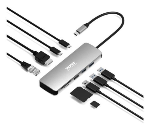 Port Designs 900164 stacja dokująca Przewodowa USB 3.2 Gen 1 (3.1 Gen 1) Type-C Stal nierdzewna