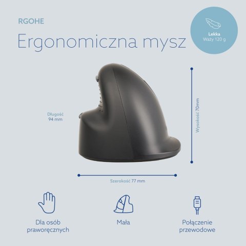 R-Go Tools Mysz ergonomiczna R-Go HE Break z oprogramowaniem do przerw, rozmiar small (długość dłoni poniżej 165 mm), dla prawor