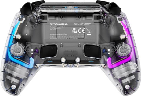 Deltaco Gaming GAM-169-T kontroler gier Przezroczysty Bluetooth/USB Gamepad Android, Nintendo Switch, PC, PlayStation 4, iOS