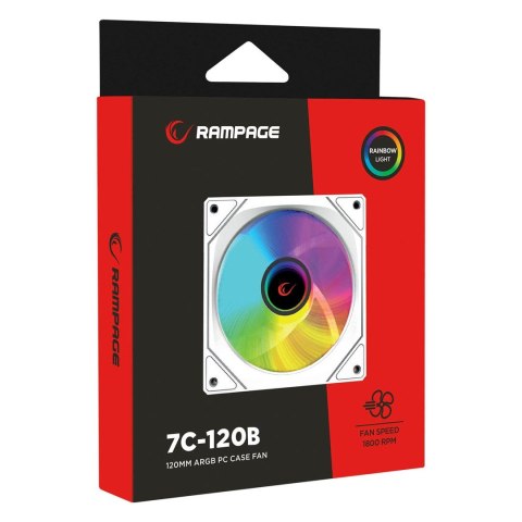 RAMPAGE WENTYLATOR DO OBUDOWY 120MM 1800RPM INFINITE LOOP ARGB WHITE PWM