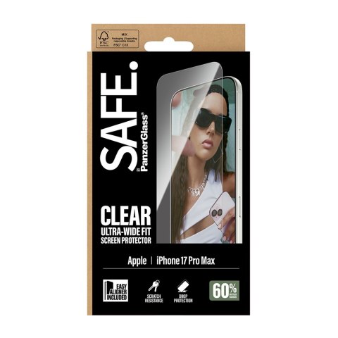 PanzerGlass SAFE. by ® Screen Protector iPhone 18 Pro Max | 17 Pro Max | Ultra-Wide Fit w. EasyAligner Przezroczysta ochrona ekr