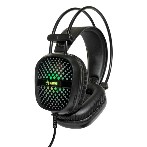 Marvo CM303, Zestaw klawiatur + mysz i słuchawki dla graczy, US, do gry, membranowa typ przewodowa (USB), czarno-srebrna, podświ