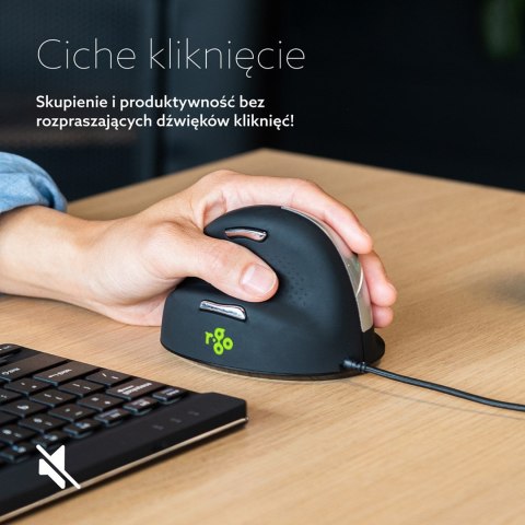 R Go Tools R-Go Pele HE ergonomisch links USB mittel juodas/silb retail
