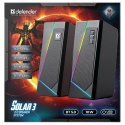 Defender głośniki Solar 3, 2.0, 10W, czarne, regulacja głośności