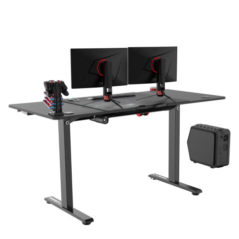 ULTRADESK Biurko dla gracza LEVEL V2, 140x68cm, 72-117cm, elektycznie regulowany, z podkładką pod mysz XXL, uchwyt na słuchawki 