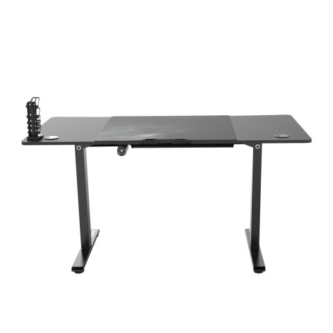 ULTRADESK Biurko dla gracza LEVEL V2, 140x68cm, 72-117cm, elektycznie regulowany, z podkładką pod mysz XXL, uchwyt na słuchawki 