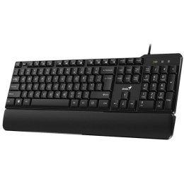 Genius KB-100XP, klávesnice CZ/SK, klasická, voděodolná, typ drátová (, USB), černá, ergo předložka